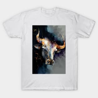 The Bull Head - Semi Abstract Alcohol Ink Resin Art T-Shirt